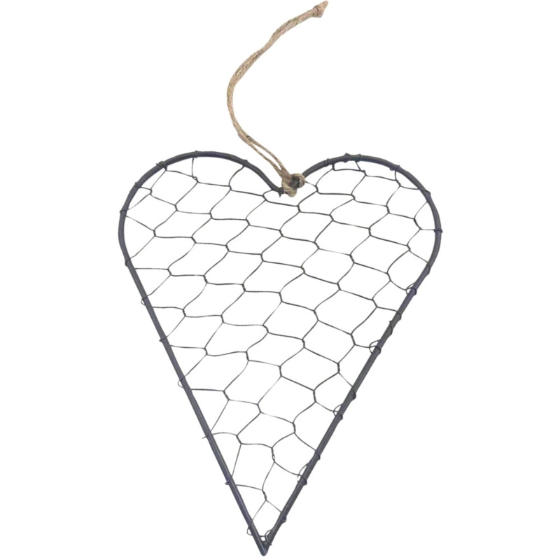 Boltze Závěsná dekorace mřížkované srdce černé 20 x 17 cm