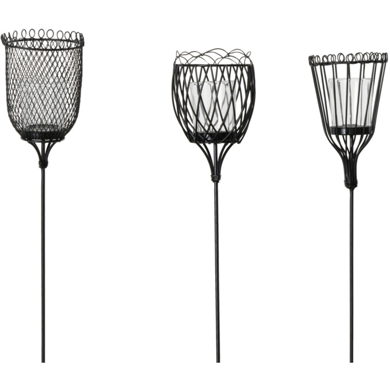 Boltze Zahradní zápich se svícnem Novelle černý matný různé druhy 88 x 10 x 10cm