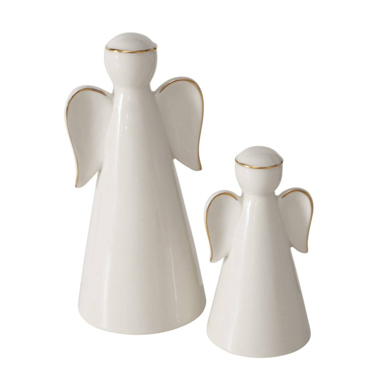 Boltze Home 2 porcelánové figurky VELIDEN, bílí andělé bílá