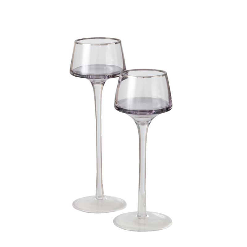 Boltze Skleněné svícny SMOLA, 2 ks, 20-23 cm transparentní