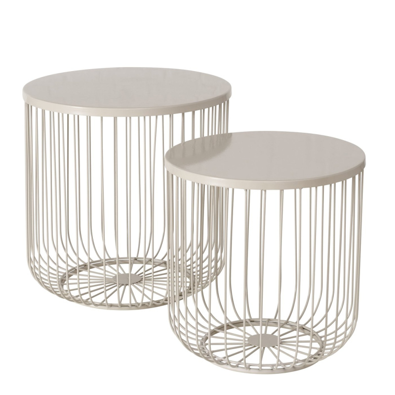 Boltze Home Sada dvou odkládacích stolků, 41–47 cm, CINDY, béžová barva béžová