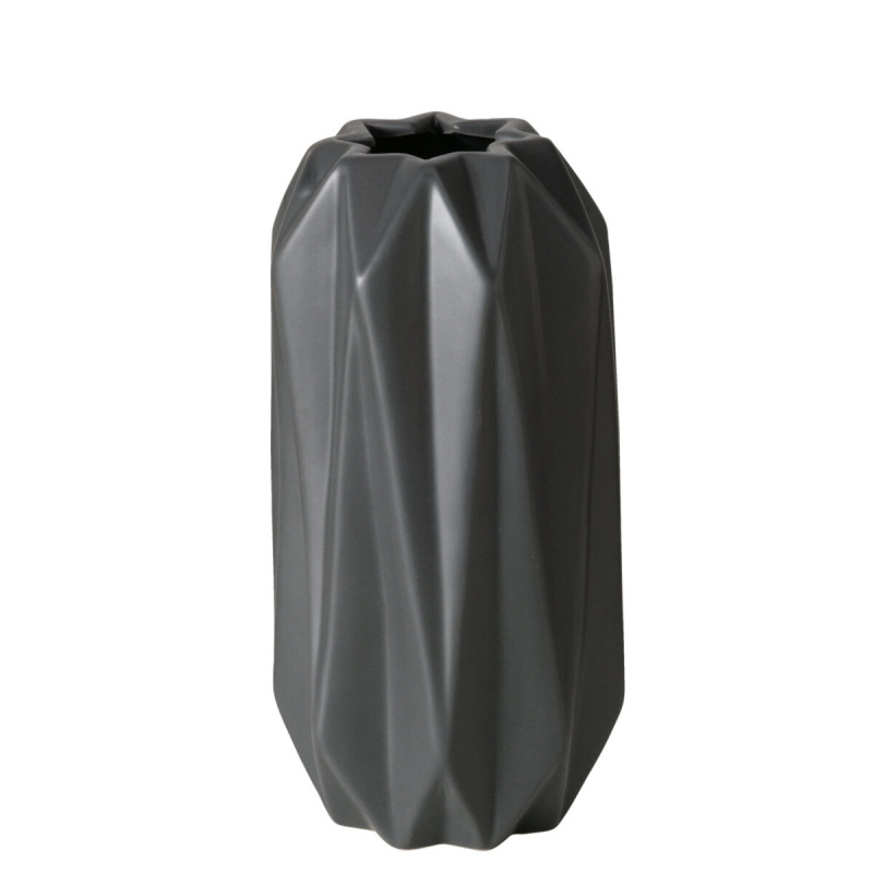Boltze Geometrická váza GRAVO, keramická, 20,5 cm šedá