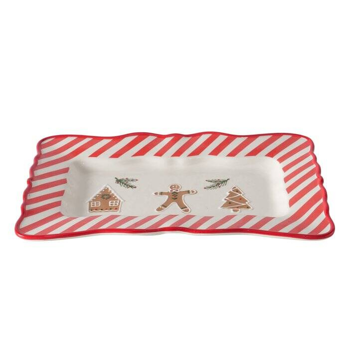 Boltze Home Keramická podlouhlá miska ve vánočních barvách, 39 x 25 cm vícebarevná