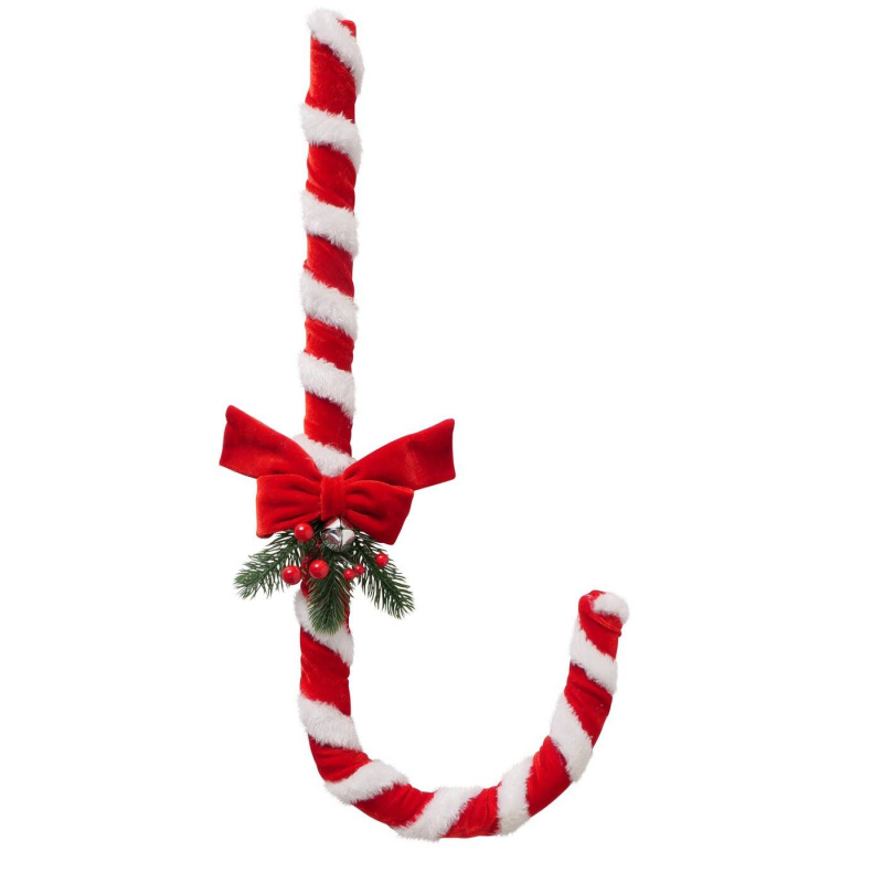 Boltze Home Měkká vánoční cukroví hůl VELVY, 52 cm červená
