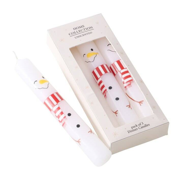 Boltze Home Stolní svíčky s vánočním motivem, 3 ks, 16 cm bílá