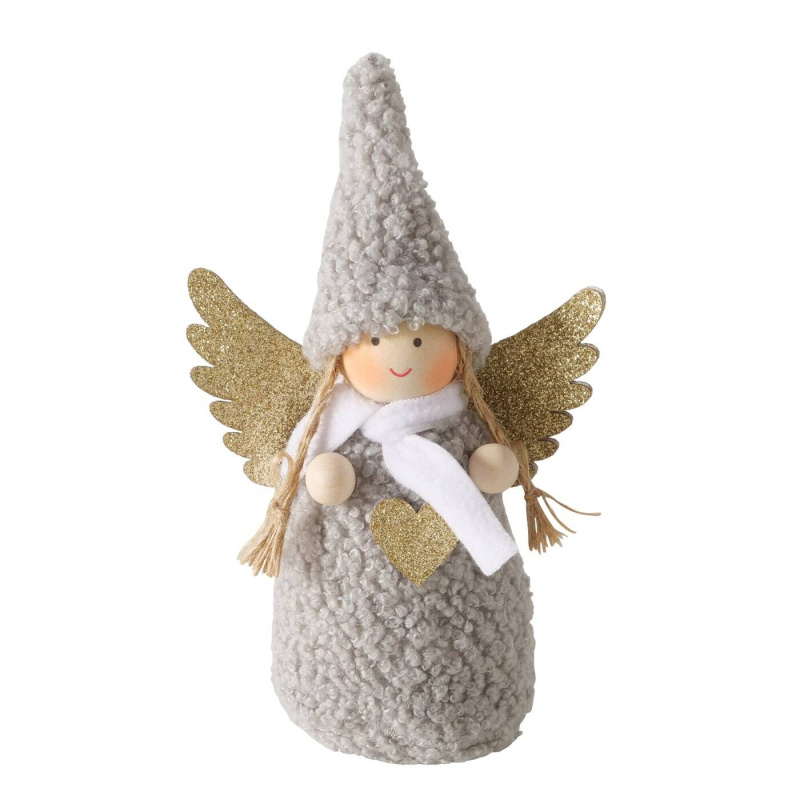 Boltze Home Figurka AMIA anděl v měkkém oblečení, výš, 16 cm šedá