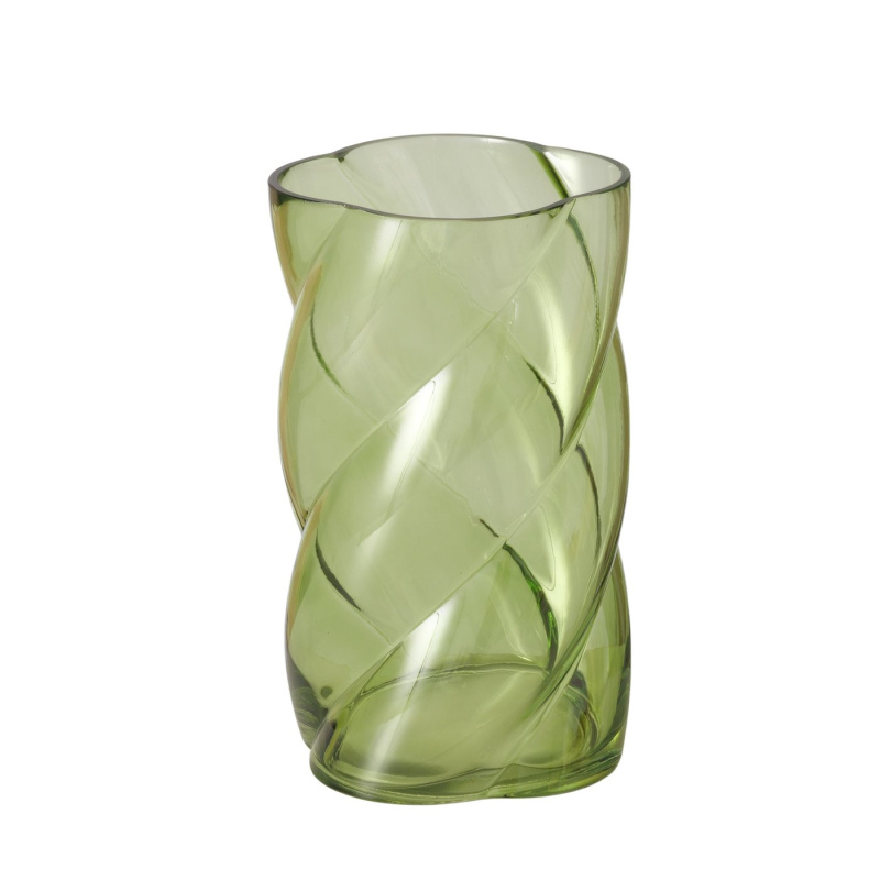 Boltze Home Skleněná váza s leskem, 20 cm, CURVO zelený
