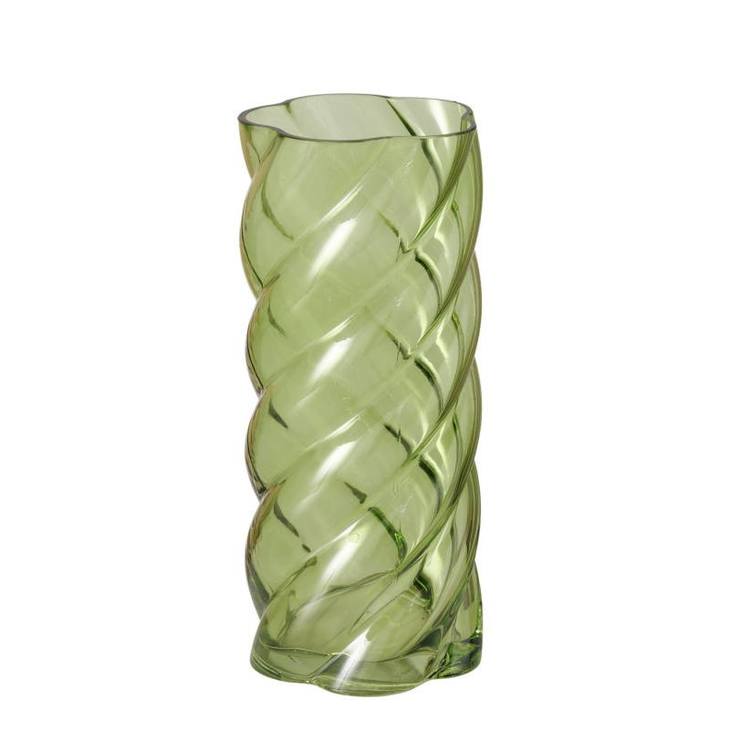 Boltze Home Skleněná váza s leskem, 30 cm, CURVO zelený