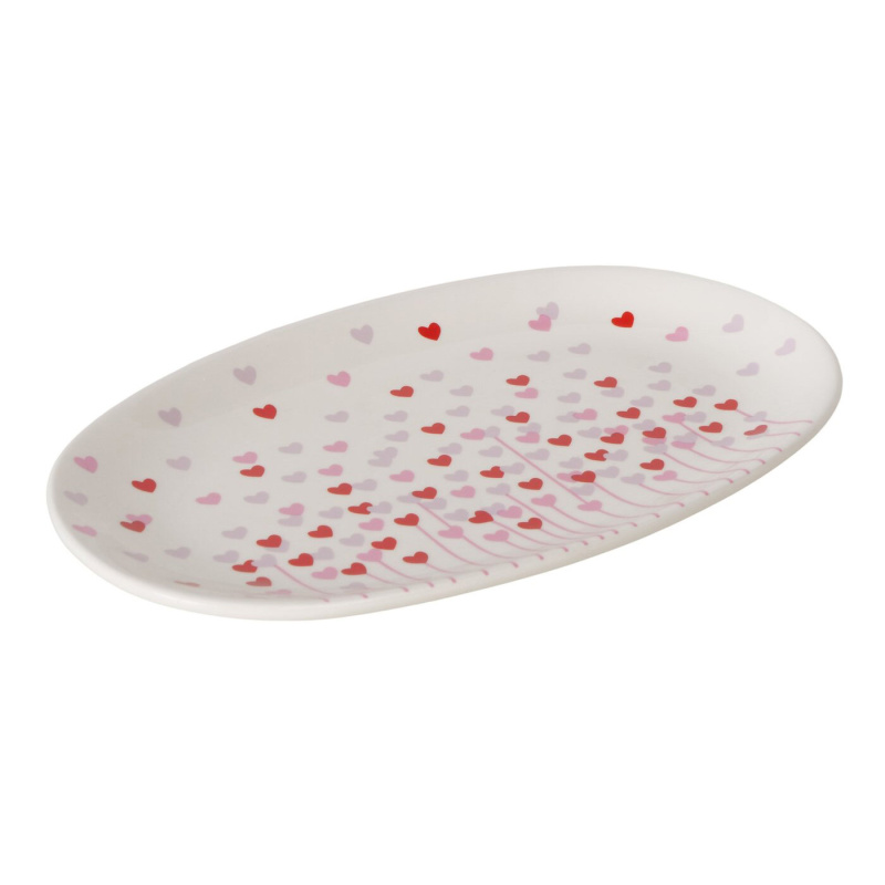 Boltze Talíř SHERINE se srdičkovým vzorem, 29 x 18,5 cm růžový