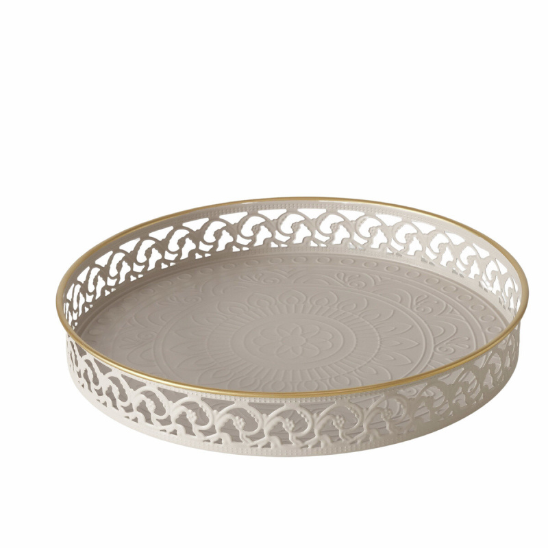 Boltze Prolamovaný kovový tác MARQUES, Ø 38 cm béžová