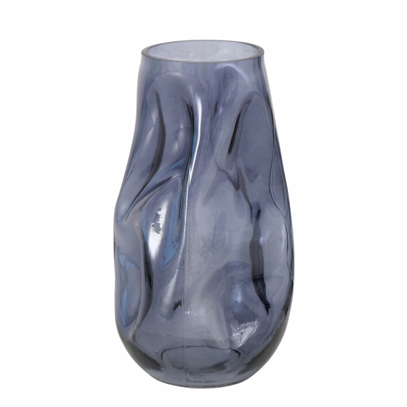 Boltze Home Skleněná váza LOJIN, metalický odstín, 27,8 cm šedá