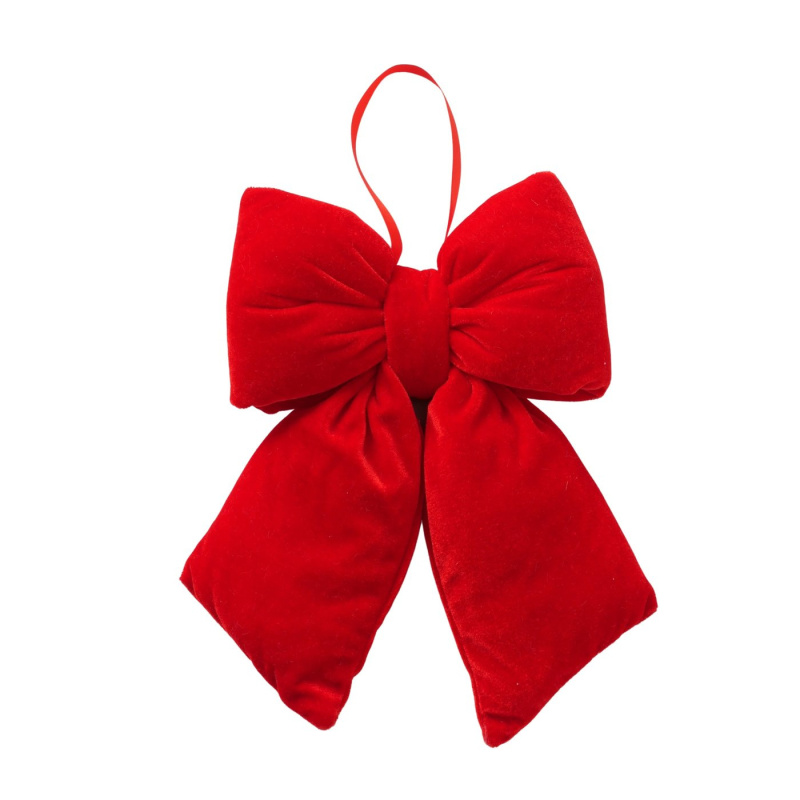 Boltze Home Ručně šitá dekorační závěska Bowy, mašle, 30 cm červený