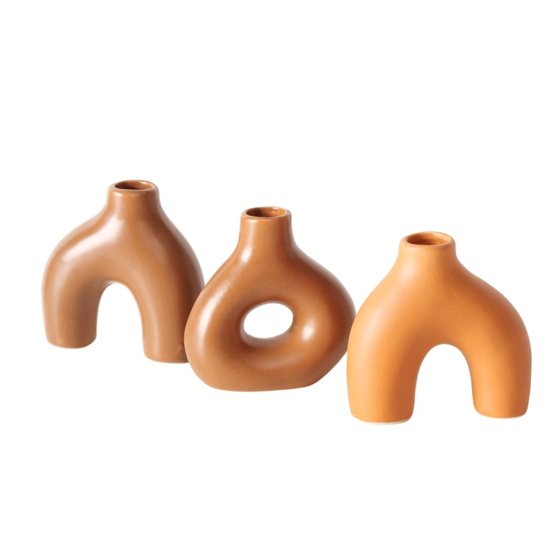 Boltze Home Sada váz Metty, 10 cm, ruční výroba, 3 ks hnědý