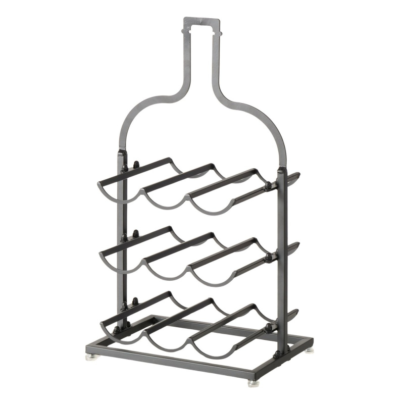 Boltze Home Kovový stojan na víno BOTELLA ve tvaru lahve, výška 54,5 cm černá