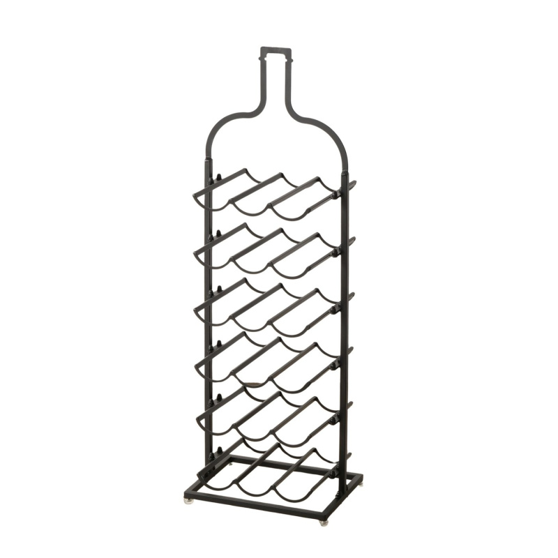 Boltze Home Kovový stojan na víno BOTELLA ve tvaru lahve, výška 91 cm černá