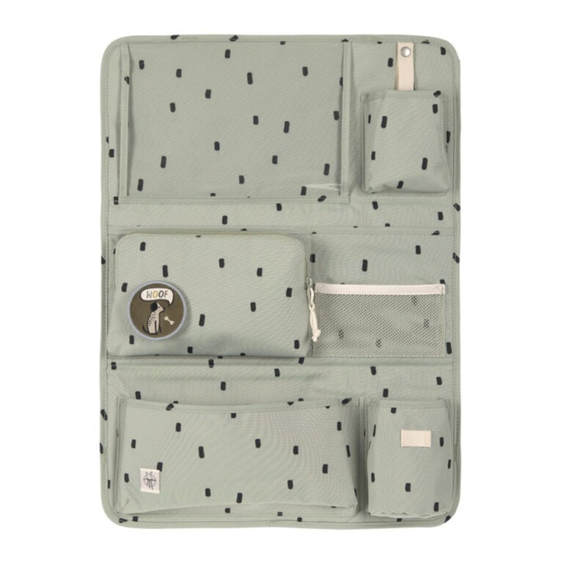 Dětský organizér do auta - Happy Prints light olive