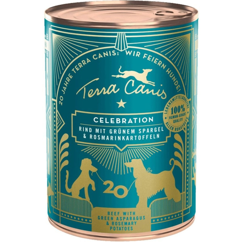 Terra Canis 20th Anniversary Menu hovězí konzerva se zeleným chřestem a rozmarýnovými brambory pro psy