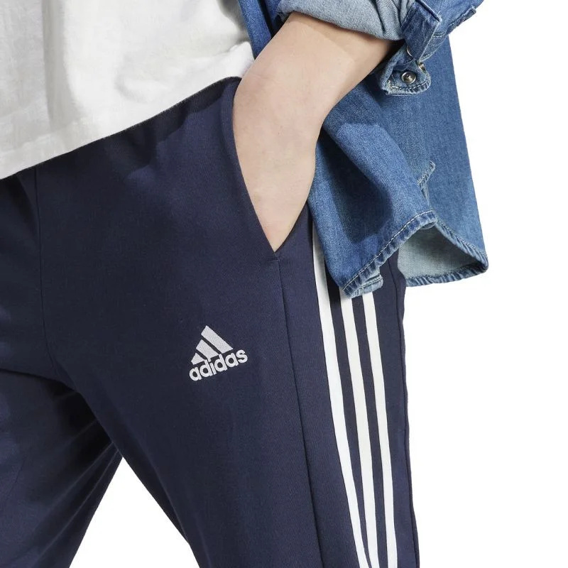 Kalhoty adidas Essentials Single Jersey Tapered Open Hem 3-Stripes M IC0045 L