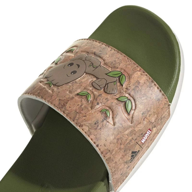 Dětské žabky / nazouváky Adilette Comfort Jr ID8029 Zelená s hnědou - Adidas zeleno-hnědá 33