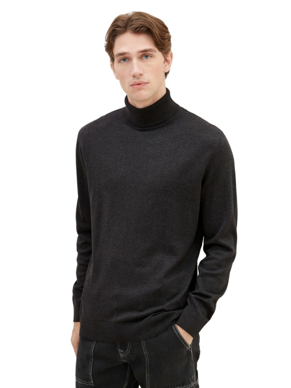 1038202 10617 Black Grey Melange Pánský svetr-XL