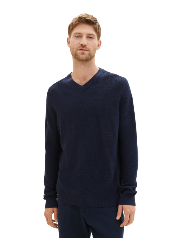 1038242 13160 Knitted Navy Melange Pánský svetr-XL