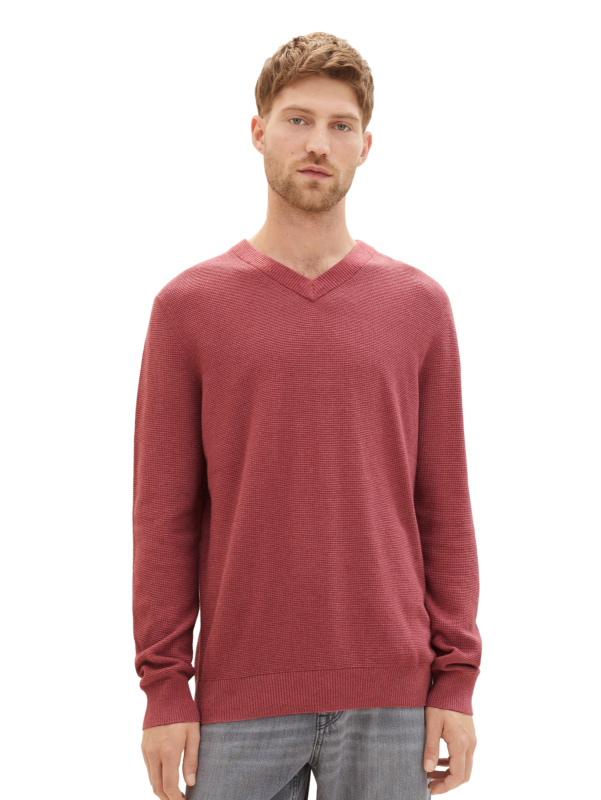 1038242 32621 Burned Bordeaux Red Melange Pánský svetr-XL