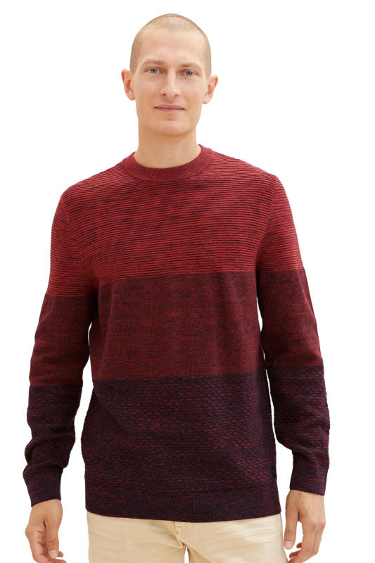 1038212 32795 Red Multi Structure Design Pánský svetr-L