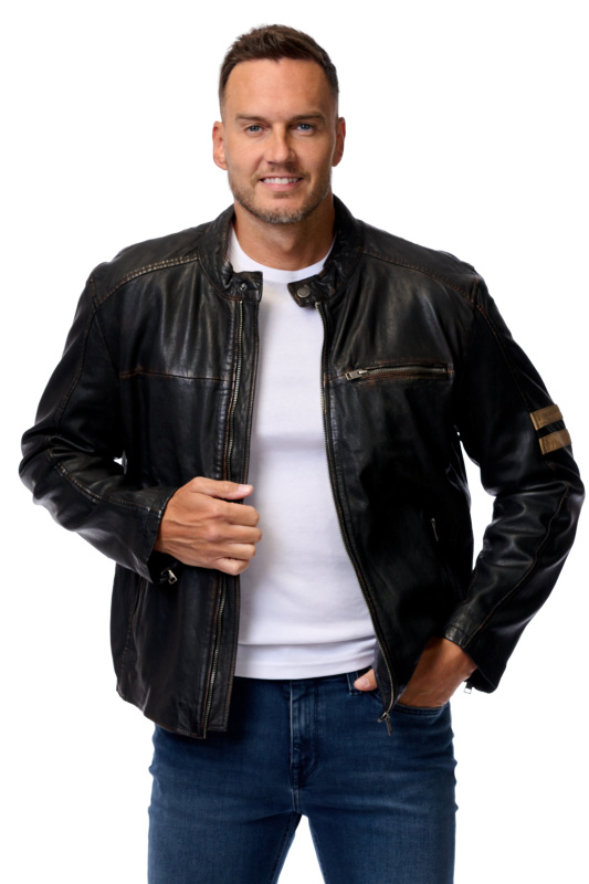 Pánská kožená bunda MADDOX Flynn hnědá-52