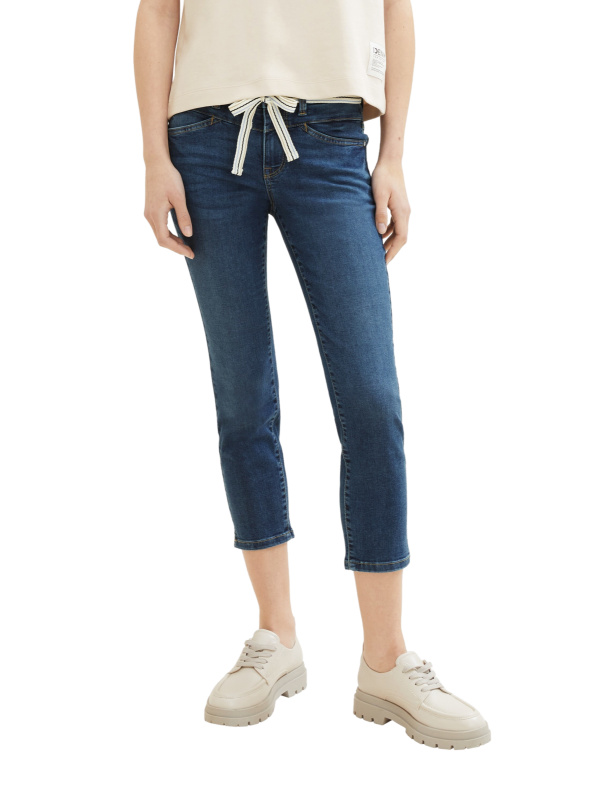 Dámské džíny TOM TAILOR Alexa Cropped tmavě modré-seprané-32/26