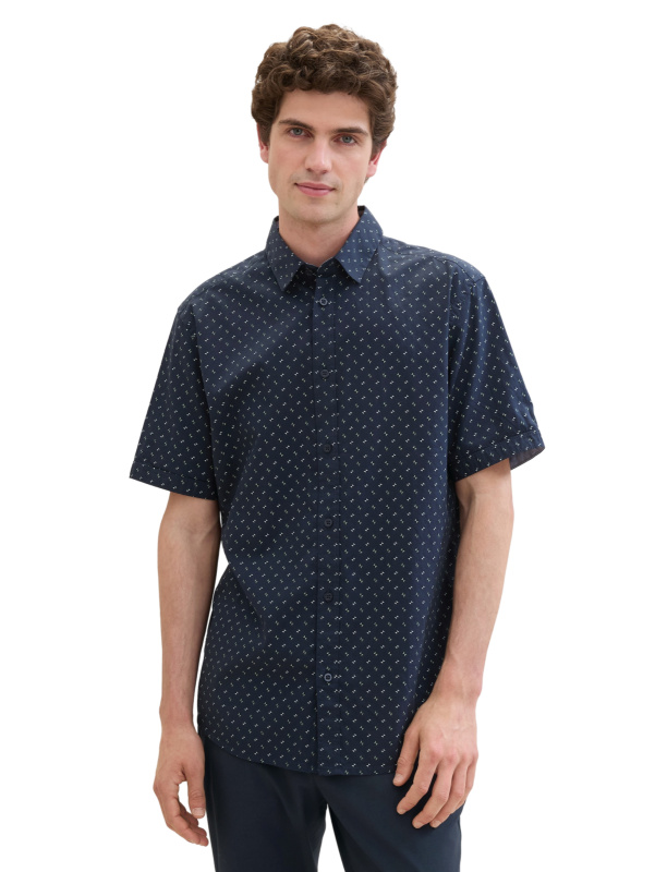 Pánská košile k.r. TOM TALOR modro-bílá-L