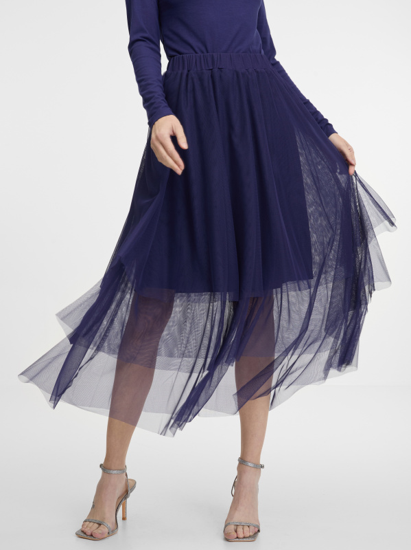 Tmavě modrá dámská sukně midi ORSAY - Dámské