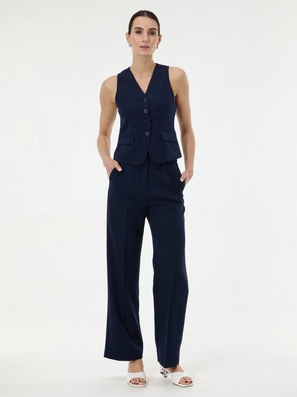 Tmavě modré dámské volné kalhoty ORSAY