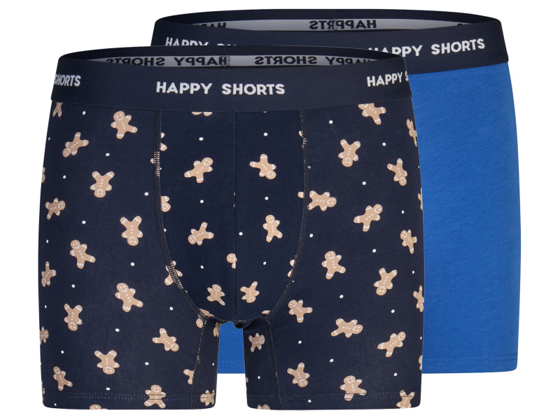 Happy Shorts Pánské vánoční boxerky, 2 kusy (modrá / navy modrá, XL)
