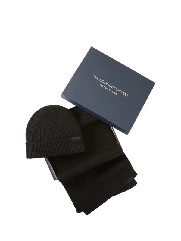 Pánský set čepice a šály TOM TAILOR černý-onesize