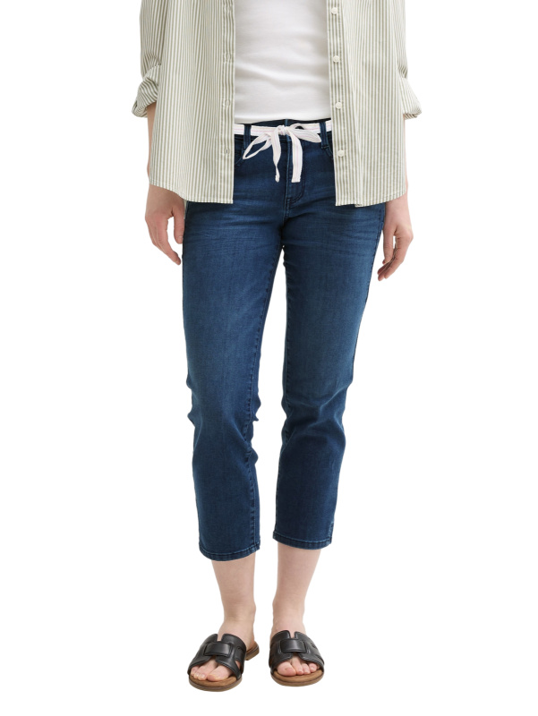 Dámské džíny TOM TAILOR Alexa Cropped slim fit tmavě modré-seprané - 29/26