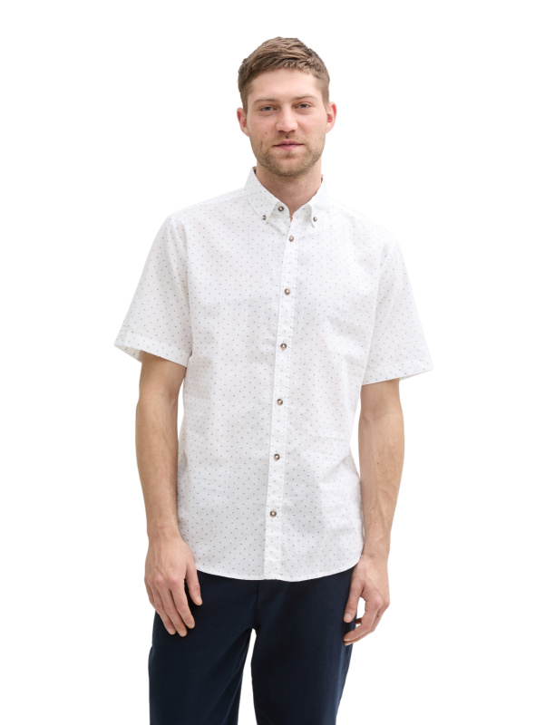 Pánská košile TOM TAILOR krátký rukáv bílá - 3XL