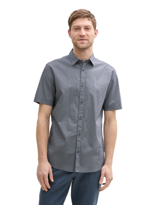 Pánská košile k.r. TOM TAILOR šedá - L