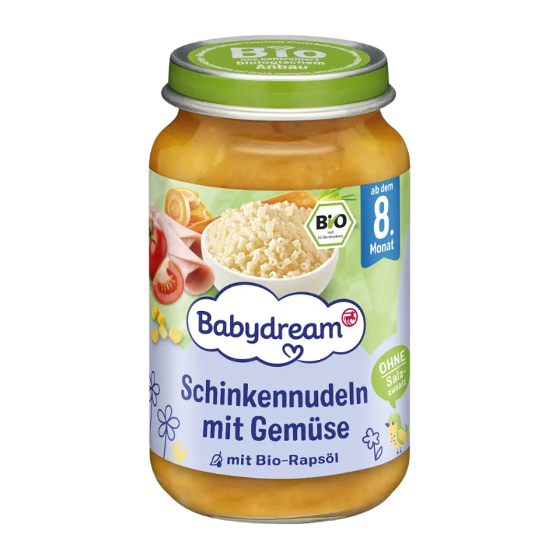 Babydream BIO Příkrm šunkové nudle se zeleninou