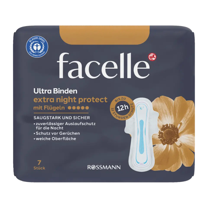 facelle Hygienické vložky Ultra Extra Night Protect s křidélky 7 ks