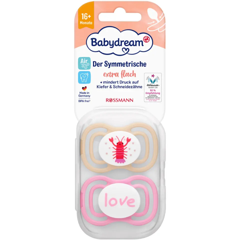 Babydream Dudlík symetrický úzký 16 m+, různé druhy 2 ks