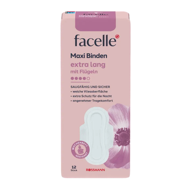 facelle Hygienické vložky Maxi Extra Long s křidélky 12 ks