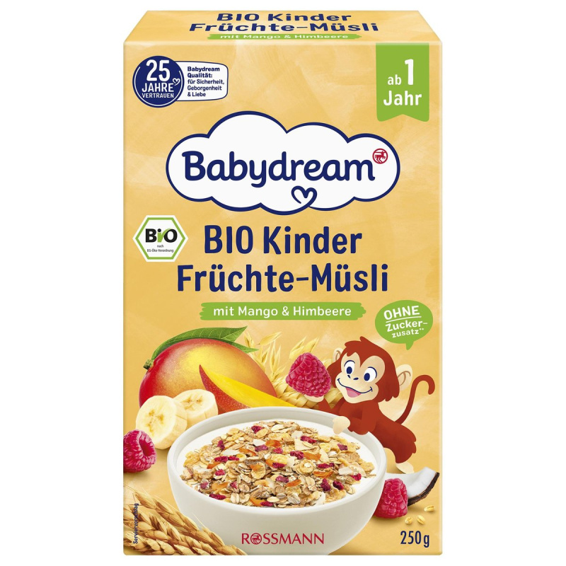 Babydream BIO Müsli s mangem a malinami