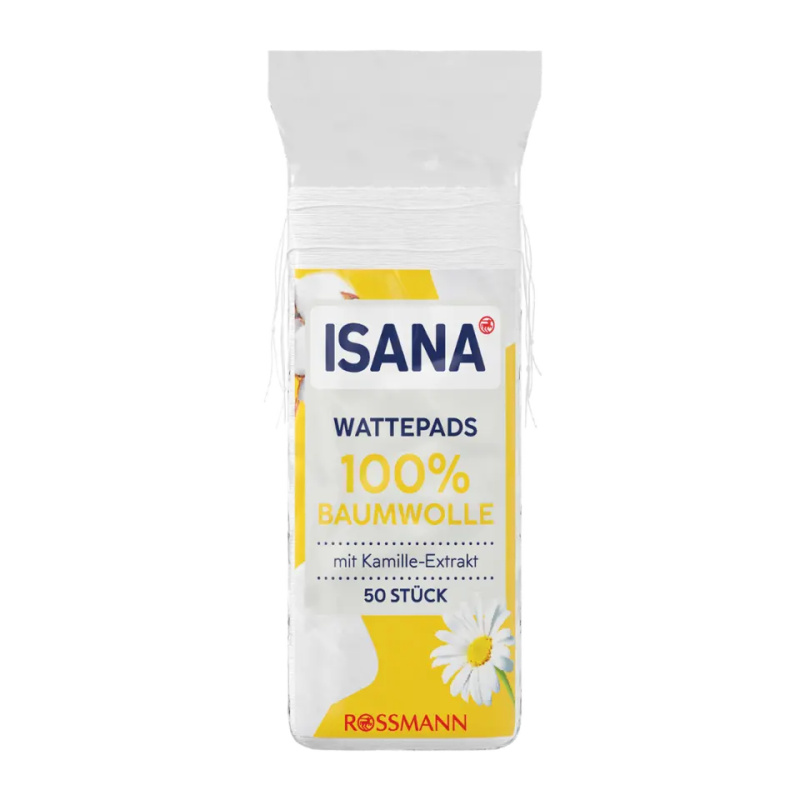 ISANA Vatové tampony 100% BIO bavlna Heřmánek 50 ks