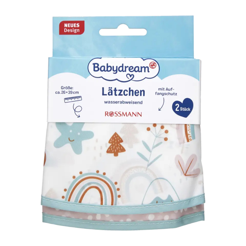 Babydream Omývatelný bryndák s kapsičkou, různé druhy 2 ks