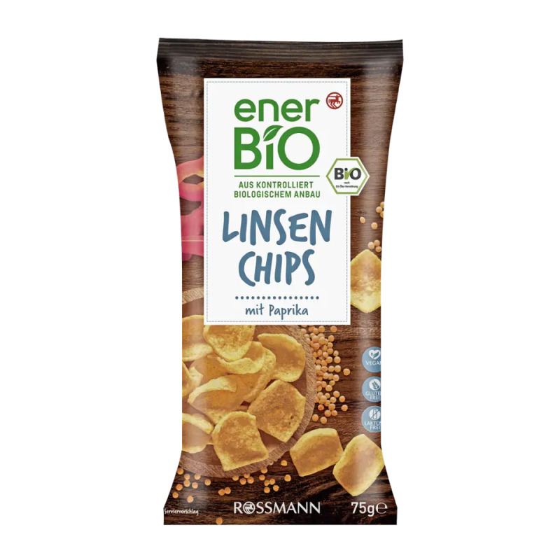 enerBiO BIO čočkové chipsy s paprikou 75 g