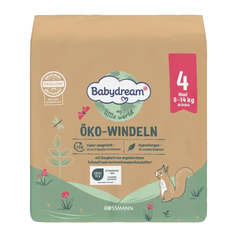 Babydream Ekologické pleny Maxi, 8–14 kg, vel. 4 30 ks