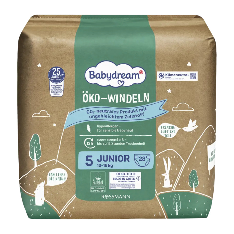 Babydream Ekologické pleny Junior, 10–16 kg, vel. 5 28 ks