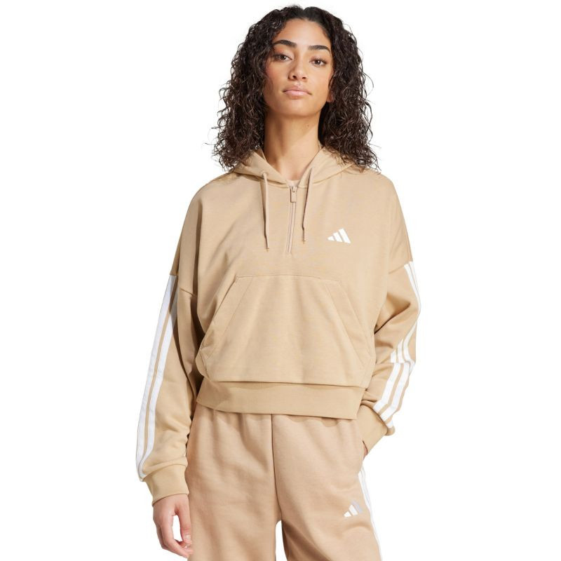 Dámská mikina s kapucí Essentials French Terry Quarter Zip beige JX7676 m