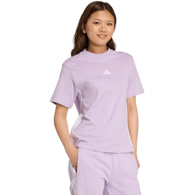 Dámské bavlněné tričko adidas Essentials 3-Stripes světle fialové JX7619 L