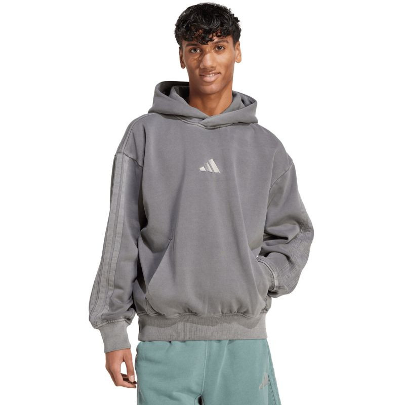 Pánská mikina adidas ALL SZN Fleece Washed Hoodie grey JL6539 pánské oblečení L
